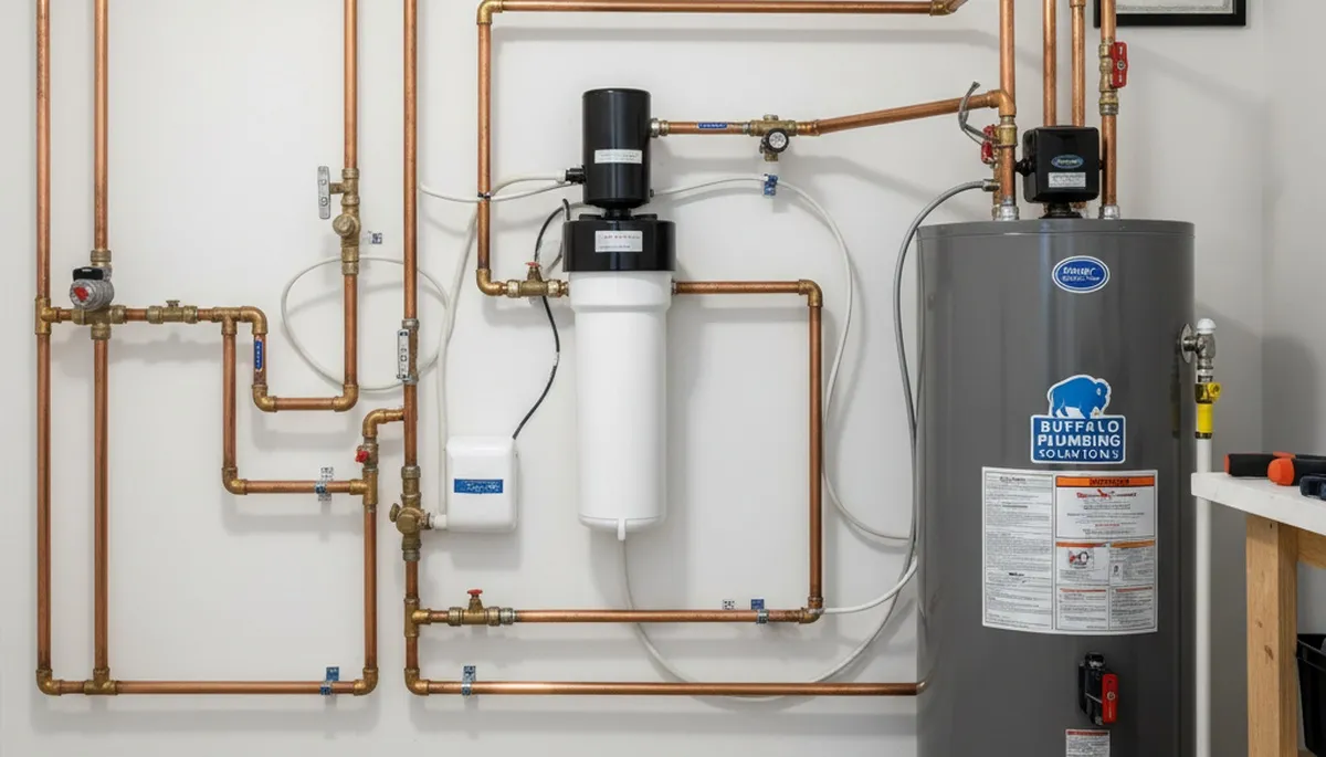 Completed plumbing system after professional service in Buffalo, NY by Five Star Cooling experts